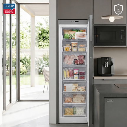 Turkish Upright No-Frost Freezer 280L - 7 Drawers - Silver VFV380 | Passap