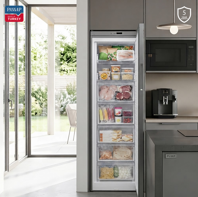 Turkish Upright No-Frost Freezer 371L - 7 Drawers - Silver VFV380 | Passap