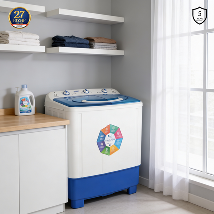 Half Automatic Washing Machine with Pump - 7 Kilo - Blue