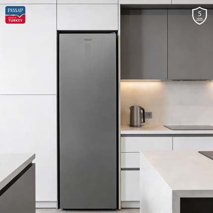 Turkish Upright No-Frost Freezer 280L - 7 Drawers - Digital - Stainless VFV380 | Passap