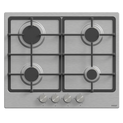 PASSAP Built-In Gas Hob, 4 Burners, Stainless Steel, 60 Cm