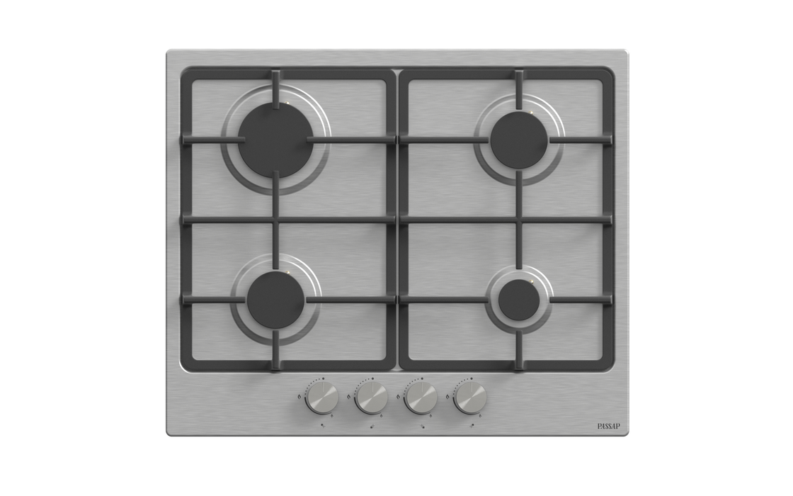 PASSAP Built-In Gas Hob, 4 Burners, Stainless Steel, 60 Cm