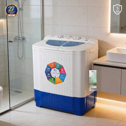 Half Automatic Washing Machine with Pump - 5 Kilo - Blue